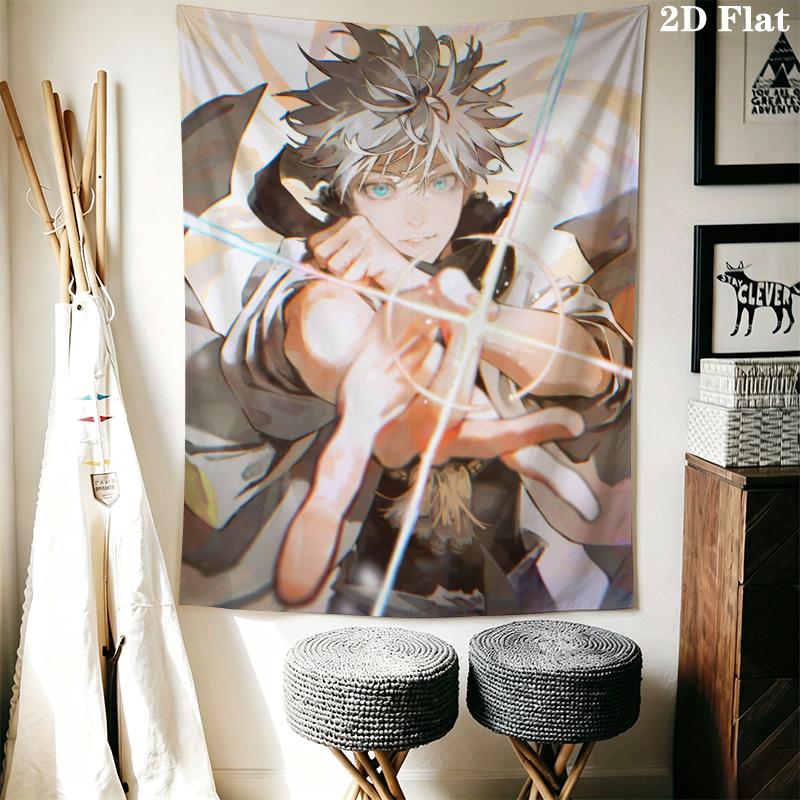 Jujutsu Kaisen Wall Tapestry Aesthetic Wall Hanging Printed Fabric Blanket Decorative Tapestries for Bedroom Living Room Home Decor