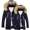 Winter Solid Color Detachable Collar Black Zipper Thickened Casual Work Jacket - Warm Cold Protection