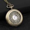 Men'S Vintage Hollow Out Circular Pocket Watch  Chain Quartz Pocket Watch Souvenir Gift