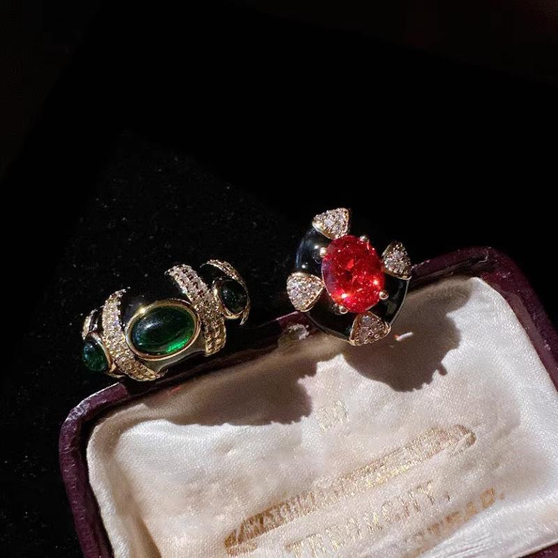 Ruby Luxurious And Crystal Geometric Ring For Women Unique Vintage Gothic Accessory Fashion