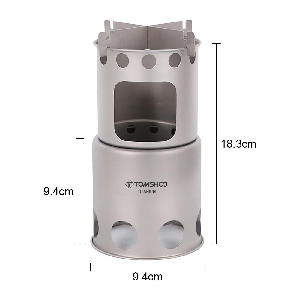 TOMSHOO Portable Camping Wood Burning Stove Easy Assemble Small Titanium Wood Tent Stove