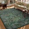 Crystal Velvet Carpet Floral Dark Green Area Rugs , Soft Washable Rugs for Living Room Bedroom, Boho Non Slip Low Pile
