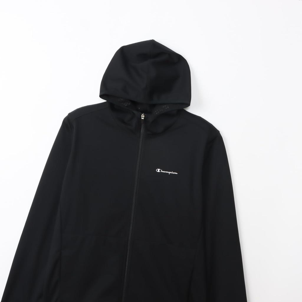 Champion Basic Sport Zip Hooded Long Script Logo Men's Jacket, Black, C3-AS103, Sleeve, Stretch, Warm, Water-Repellent, Windproof,