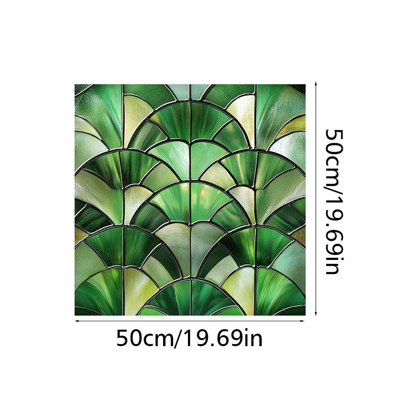 50x50cm Vintage Pattern PVC Patch Colorful Fan Shaped Film Durable Privacy Decor