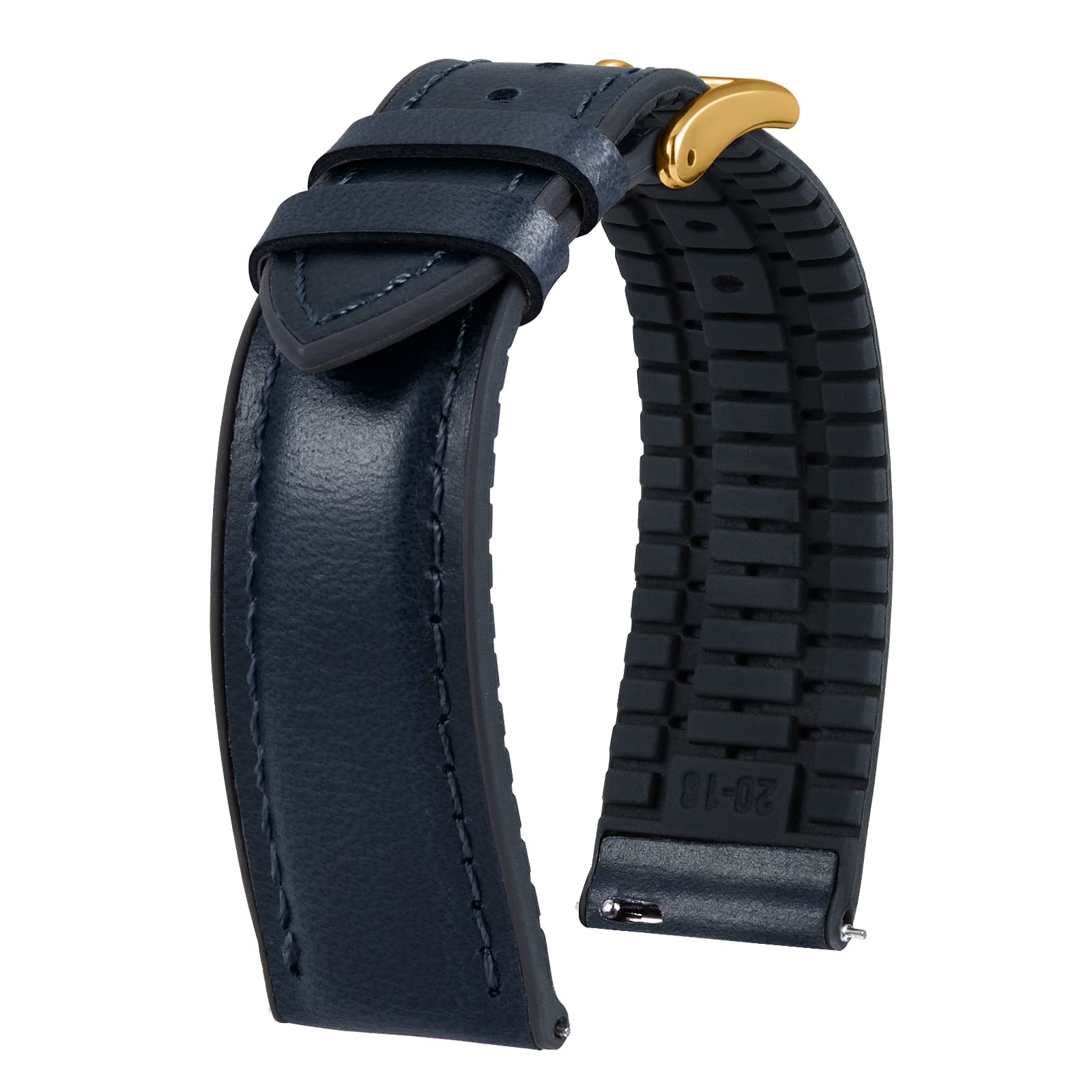 

[BINLUN] Leather Watch Strap, Quick Release, Leather, Watch Band, Inner Silicone, Breathable, 16 mm