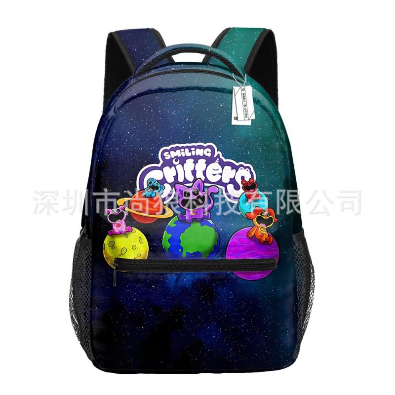 Smiling Critters Printed Backpack Teens - Oxford Fabric Breathable Padded Straps Unisex School Bag
