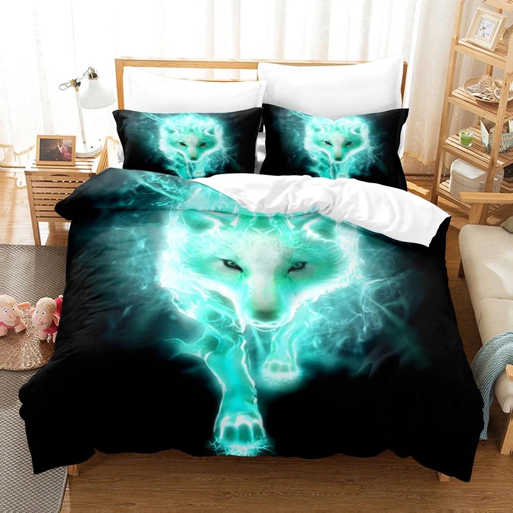 Personality Wolf Bedding Set Single Twin Double Queen King Cal King Size Bed Linen Set