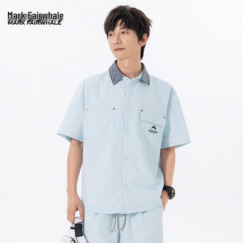 MARK FAIRWHALE Men s Summer Loose Fit Short Sleeve Shirt L