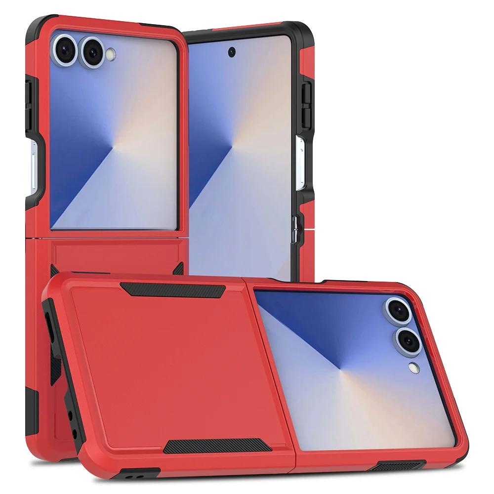 Luxury Military Shockproof Armour Phone Case for Samsung Galaxy Z Flip 7 6 5 zflip 4 5G Double Bumper Hybrid Protective Cover