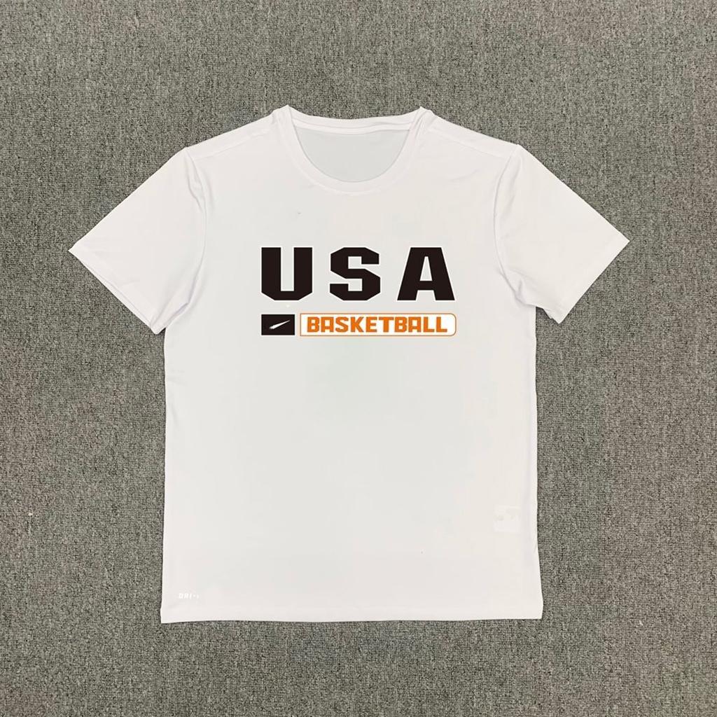Streetwear Mode Topp 2025 Ny USA Dream Team T-shirt Nationell Basket Träning Snabbtorkande Kortärmad Uppvärmning Skytte