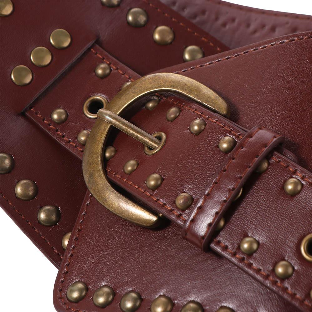 Punk Metal Rivet Belt Adjustable Waist Corset Gothic Wide Cummerbunds  Girl