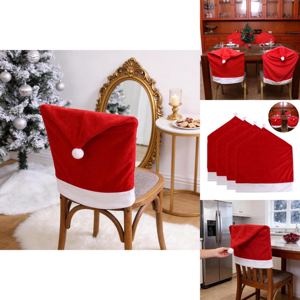 Christmas Decor Nonwoven Fabric Chair Cover With Festive Red Design For Holiday Dining
