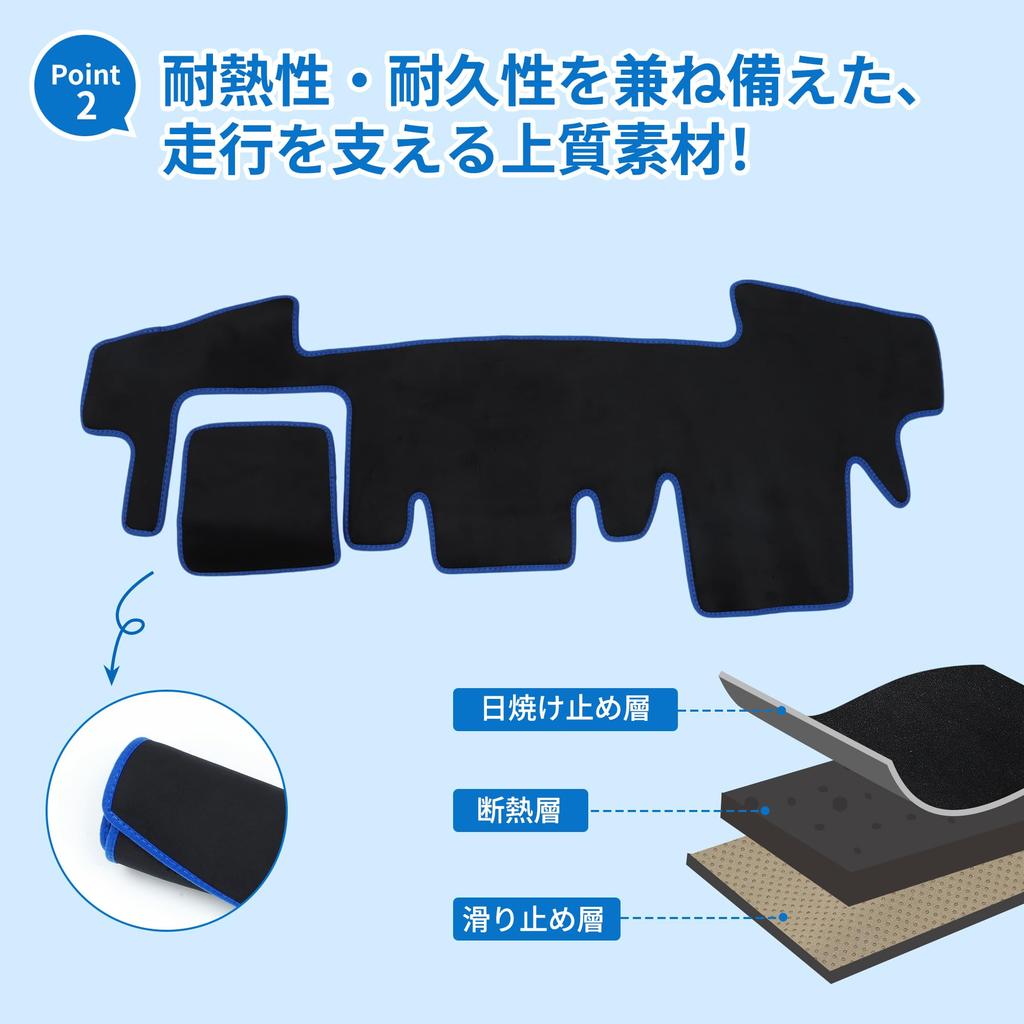 TUCKBOLD Dashboard Mat for Daihatsu Taft Interior Dashboard Protective Custom Accessory Sun Flannel Material Black with Blue Line Set LA900S/LA910S -