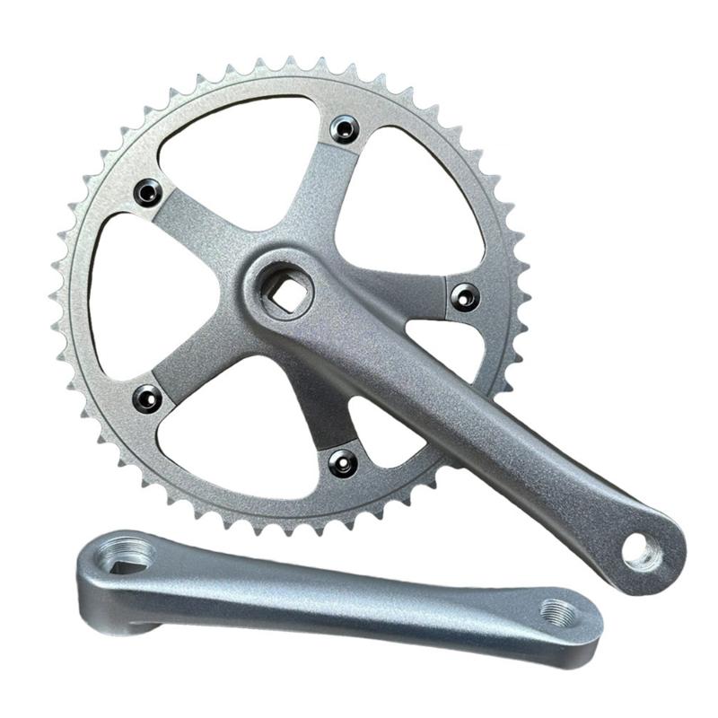 Mountain Bike Crank Arm Set with 144BCD 48T Chainrings Aluminum Alloy Crankset, Road Bike 165mm Single Speed Crankset