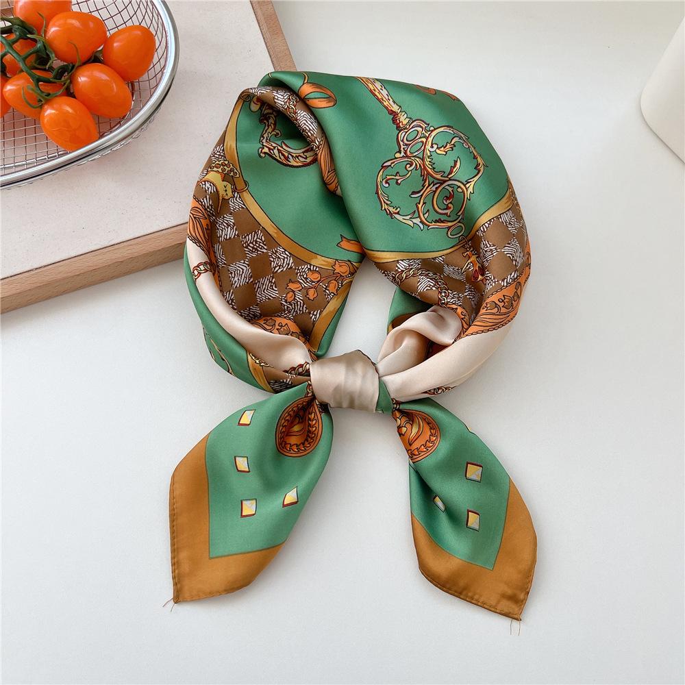 70*70cm New Luxury Square Scarf Silk Scarves Women Neck Hair Tie Band Hijab Kerchief Head Headband Smooth Bandana Female Foulard