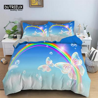 Weiche Bunte Schmetterling Bettwäsche Set Mikrofaser Libellen Druck Bettbezug Für Kinder Jugendliche Mädchen Mit Kissenbezügen Schlafzimmer Dekor