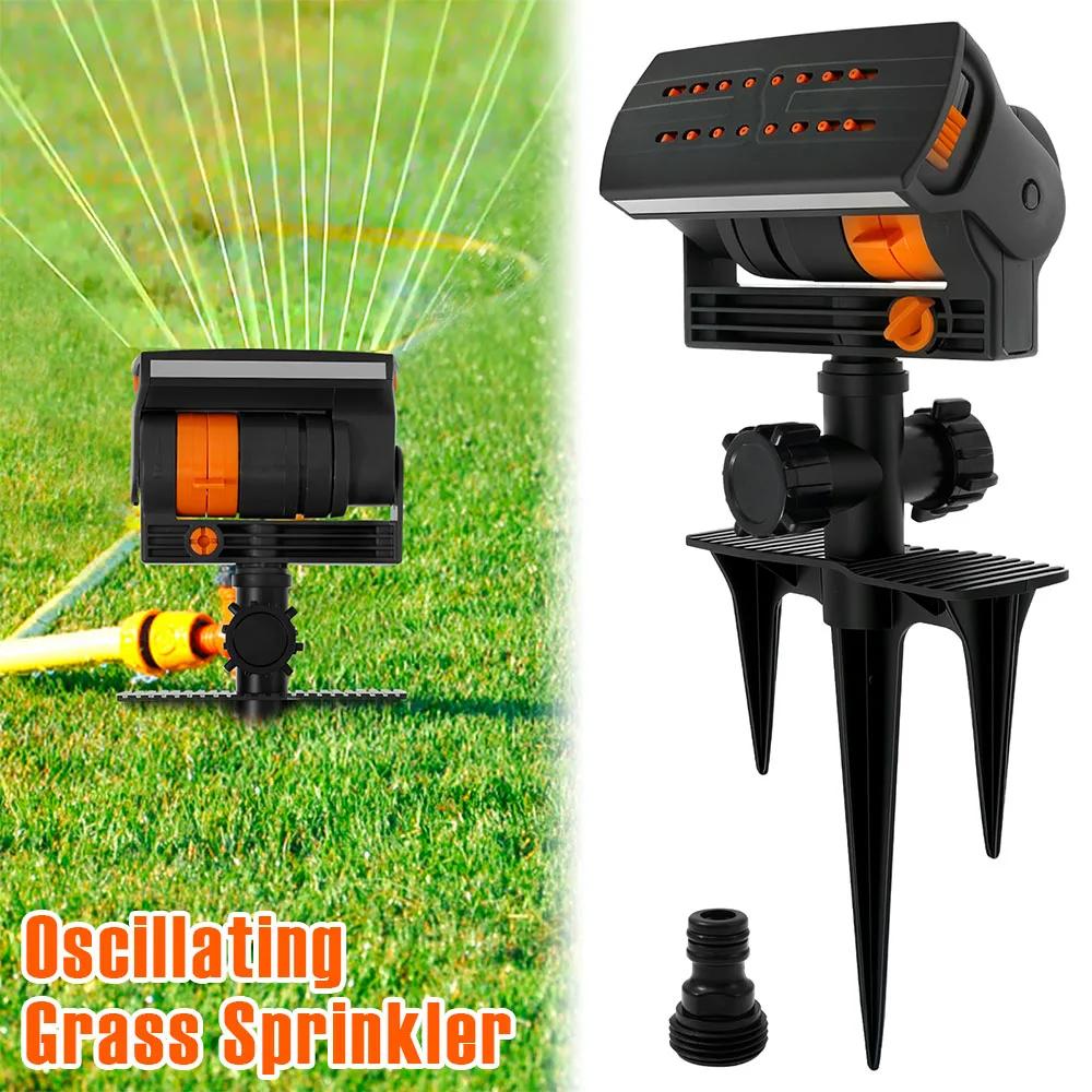 Oszillierender Rasensprenger ABS 16 Loch Rasenwassersprenger mit Filter Einstellbare Sprühweite Gartenwasser Bewässerungssystem