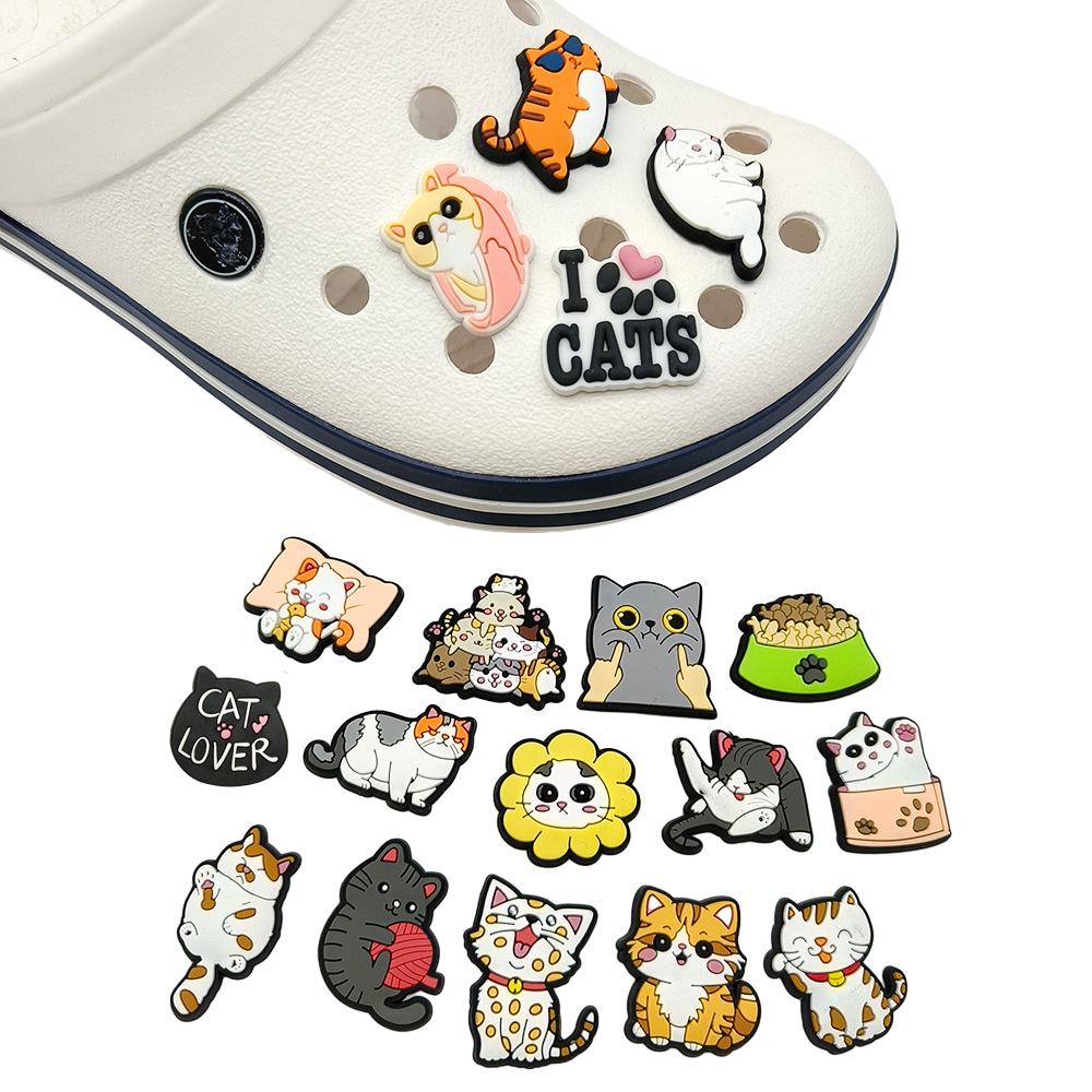 Adorable Cat Crocs Charms & DIY Shoe Buckles - PVC Drip Mold Accessories