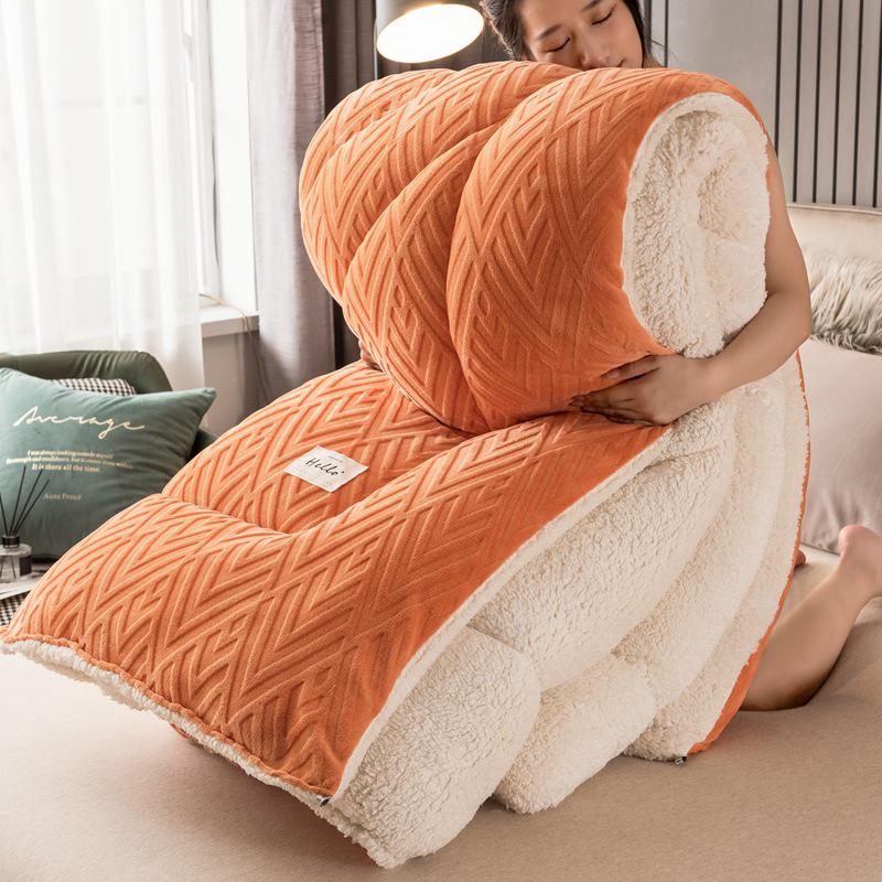 Thickened Lambswool Cotton Quilt - Warm, Double-Sided for Single Dormitory, Ideal for Winter, Spring, and Autumn