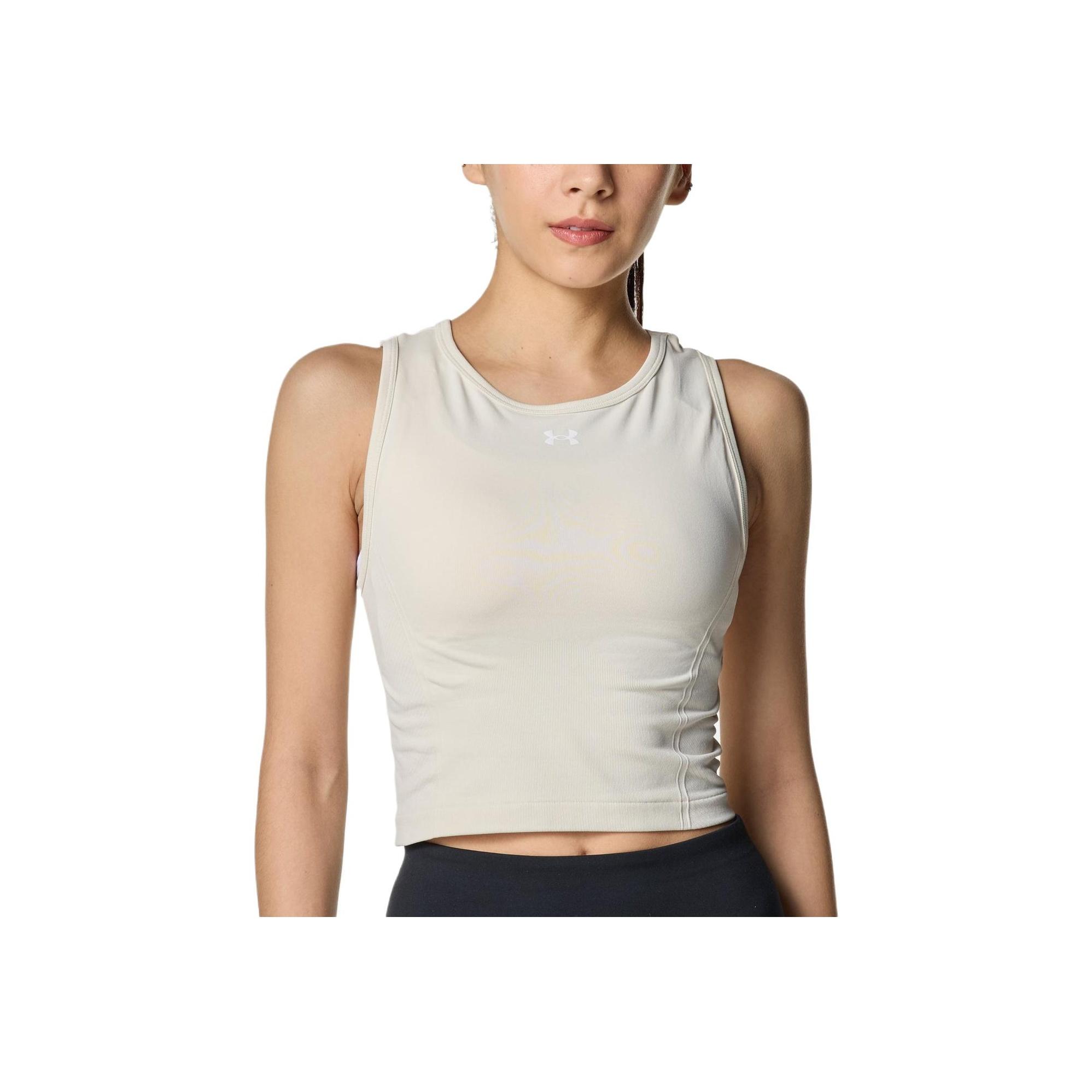 Under Armour Vanish Однотонный жилет с круглым вырезом, удобный, женские топы, Белый 1379148-279 S