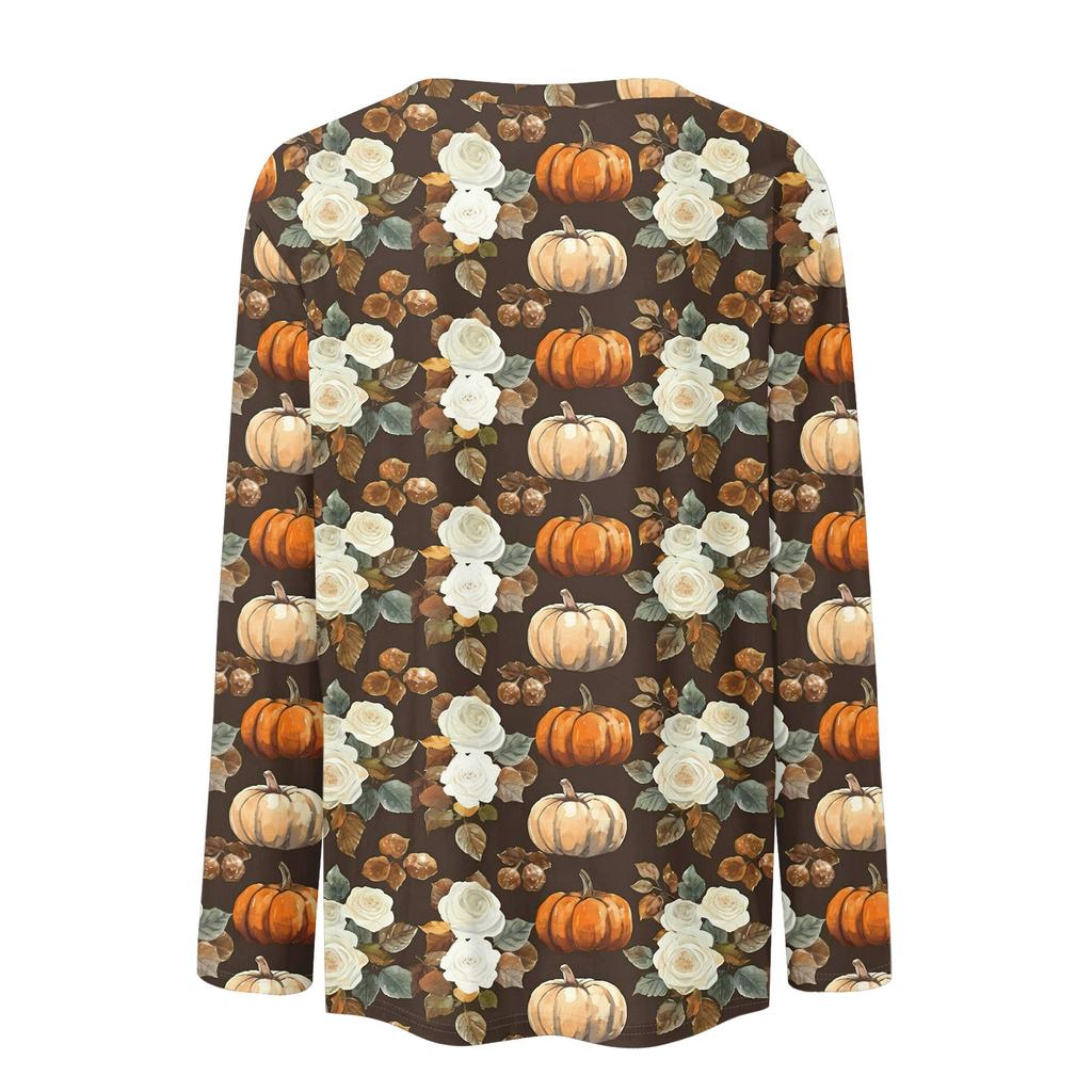 Langarmshirts Für Damen Niedliche Halloween-Print Grafik-T-Shirts Blusen Lässig Große Größen Basis-Oberteile Pullover