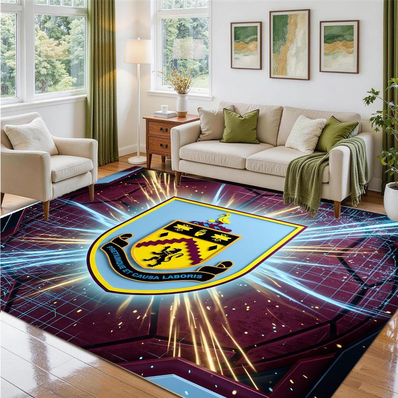 Burnley Football Design Crystal Velvet Rug Soft Decorative Mat for Bedroom Entrance