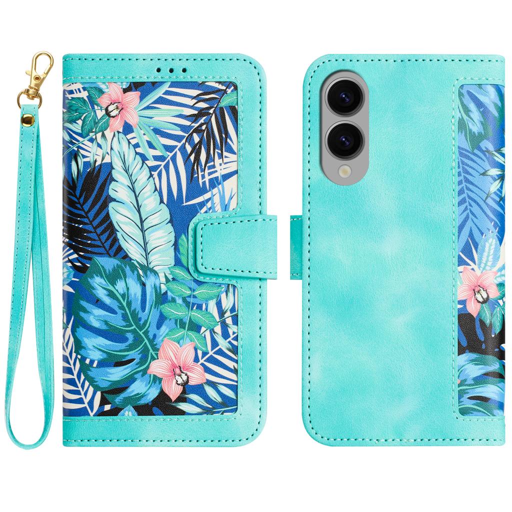For Samsung Galaxy S25 Edge Case PU Leather Floral Phone Cover with Card Slots