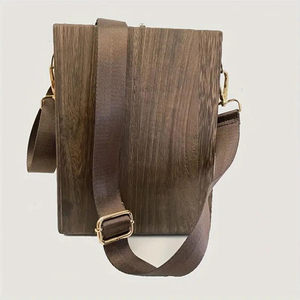 

Retro Nostalgic Storage Box Wood Messenger Bag Kid Outdoor Sketch Tool Travel Storage Box with Lid Writer s Souvenir Bag 25x19x6cm