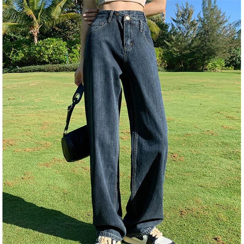 High Street Style All-Match Wide-Leg Pants Jeans Spring Autumn Korean Ins High Waist Loose Jeans Women's Straight Thin Drape