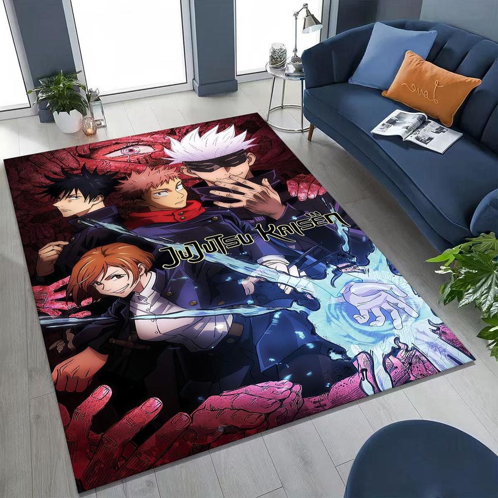 Anime Jujutsu Kaisen Yuji Satoru Kreskówkowy Dywanik do Sypialni Salonu Sofy Dekoracja Domu Wycieraczka, Duża Mata Podłogowa Antypoślizgowa do Zabawy dla Dzieci