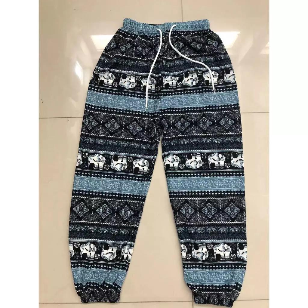 Elefanten Hose Lang Weites Bein Verstellbarer Elastischer Bund Riemen Unisex Damen Herren Druck Thailand Lässig Streetwear Strand Boho Retro Vintage