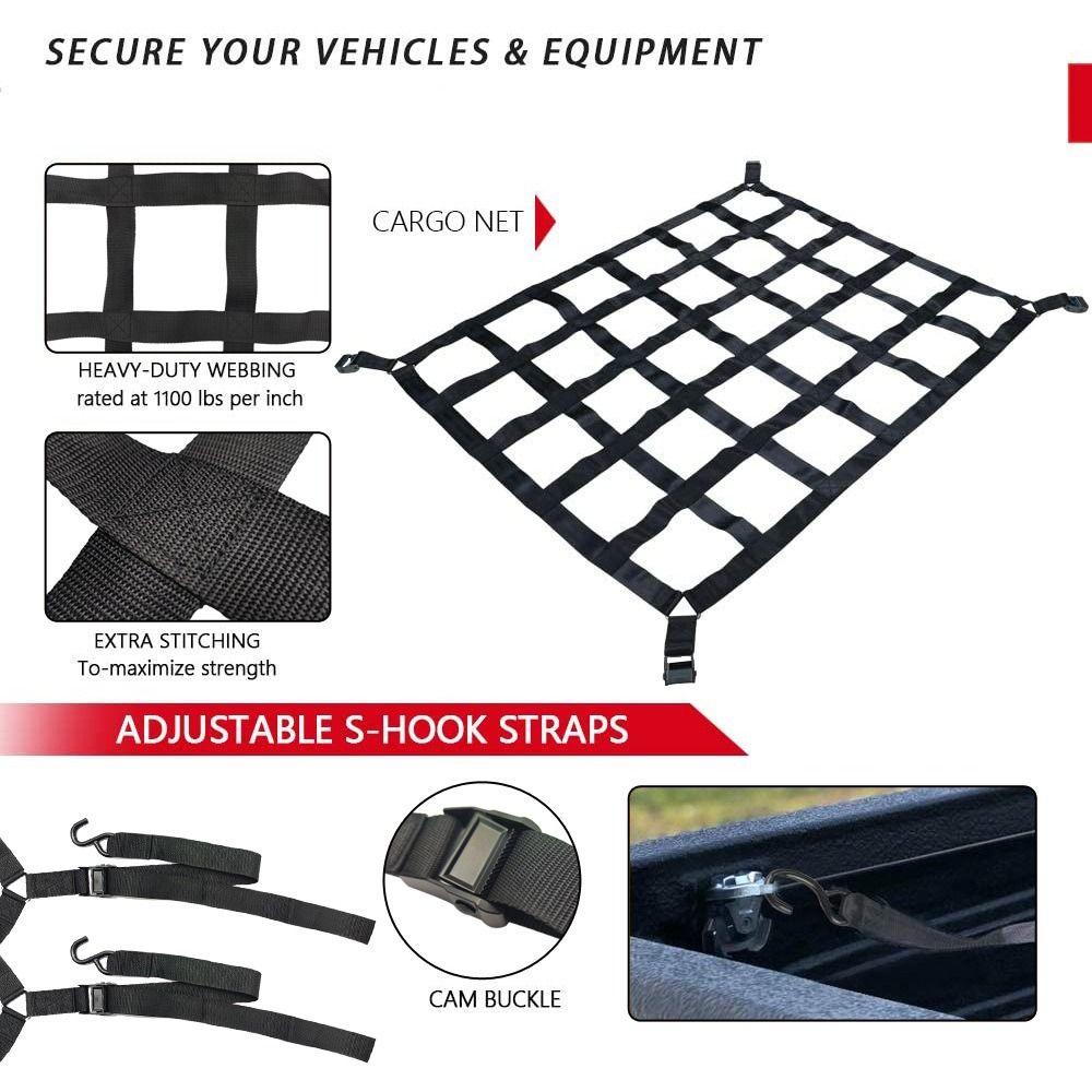 Wear Resistance Cargo Isolation Net Durable Woven Material Rear Cargo Net  Vehicle Modification