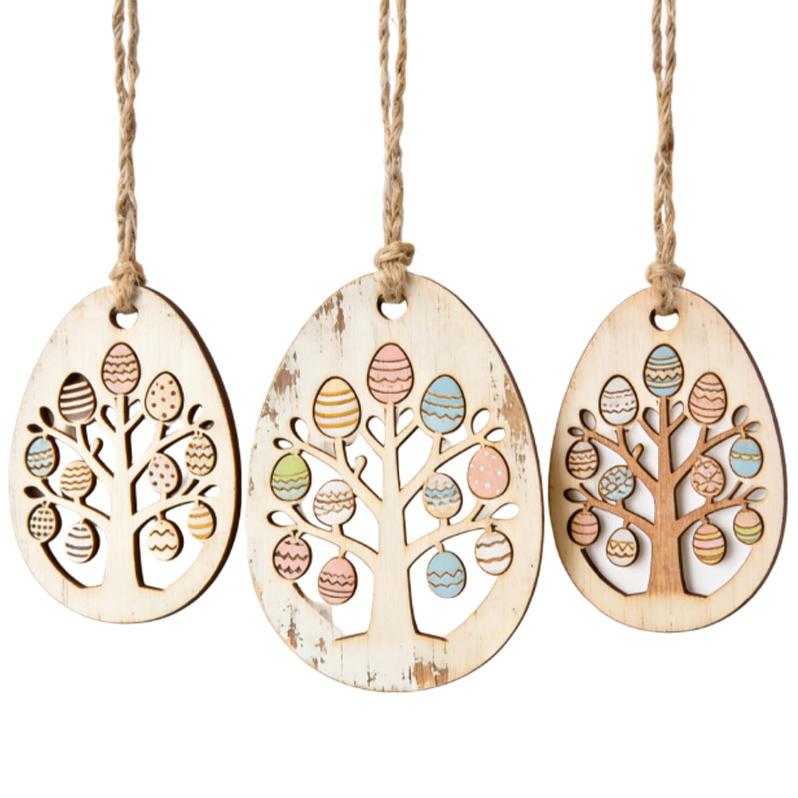 Wooden Easter Egg Shaped Holiday Decoration Set