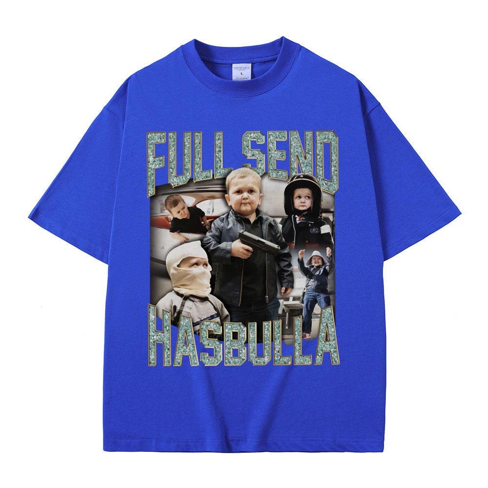 Full Send Hasbulla Magomedov T-shirts Russia Mini Khabib Blogge Fighting Funny Meme T Shirts Men Women Vintage Oversized T-shirt
