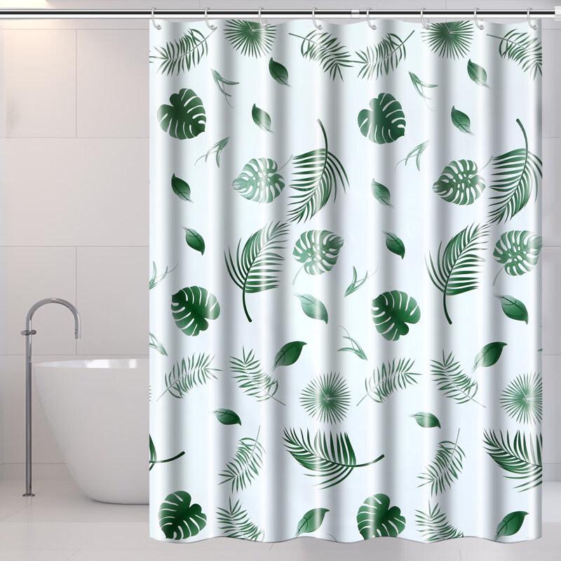 Qianyu No-Punch Waterproof Shower Curtain Set