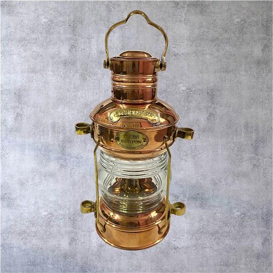 Nautical Copper Lantern with Brass Finish  Marine Ship Oil Lamp for Coastal Home Decor