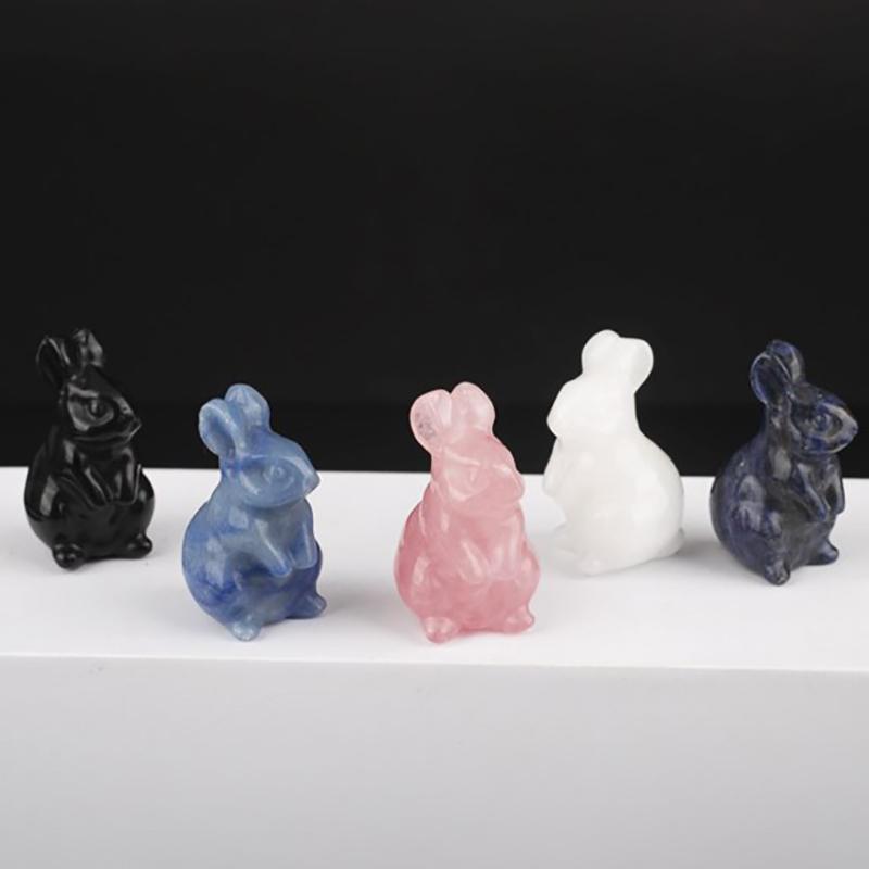 

Natural Jade Rabbit Ornament Cute Hand Carved Gemstone Rabbit Bunny Figurine Animal Carving Statue Home Decor синій