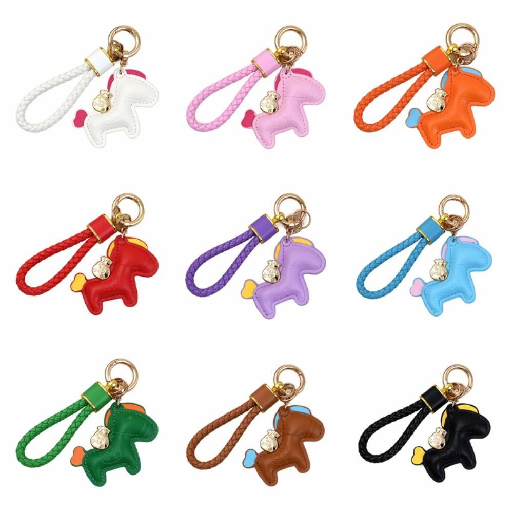 Candy Color Pony PU Keychain Cute Design Horse PU Pendants Zodiac Pony PU Doll  New Year Gift
