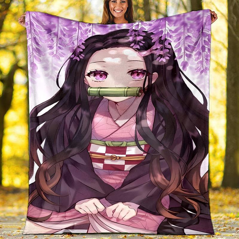 1pc nezouko5 Theme Blanket - Digital Print, Polyester, Cozy for All Seasons, Perfect for Outdoor, and Travel
