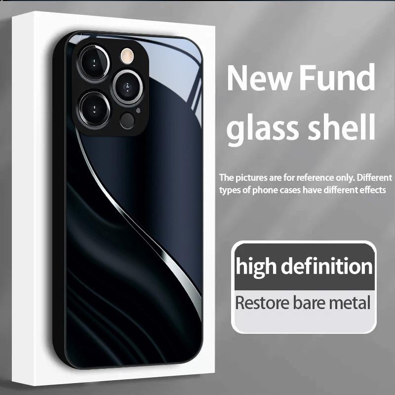 High-End New Pattern Tempered Glass Black Phone Case For Samsung Galaxy S23 S24 S25 S26 Ultra Plus FE Shockproof Cover