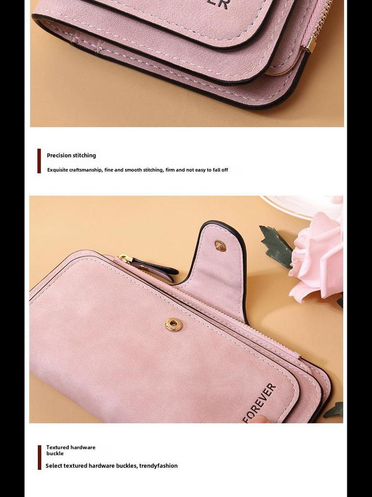 Korean Women's PU Leather Frosted Clutch: Multi-Purpose Long Wallet & Large Capacity Card Holder