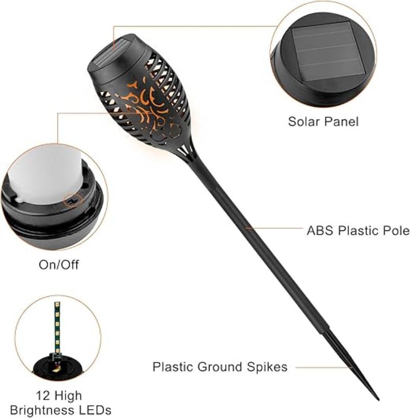 1/2/4/8PCS Outdoor Solar Torch IP65 Waterproof 12 LED Solar Light Flame Realistic for Use in Courtyards Gardens Grasslands