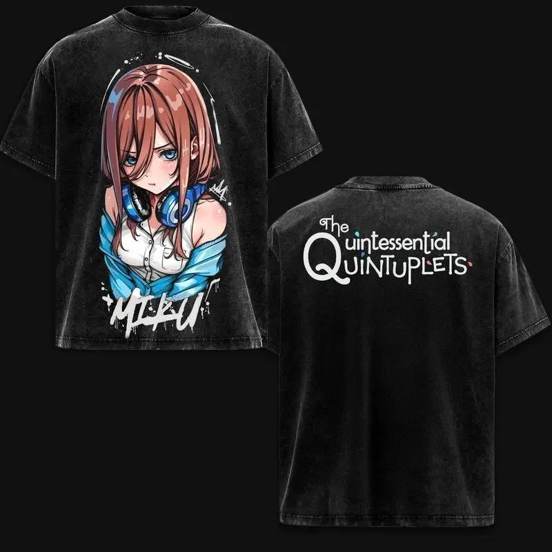 T-shirt Stampa The Quintessential Quintuplets Giapponese Lavata Oversize Vintage Lavata Alta Qualità Unisex
