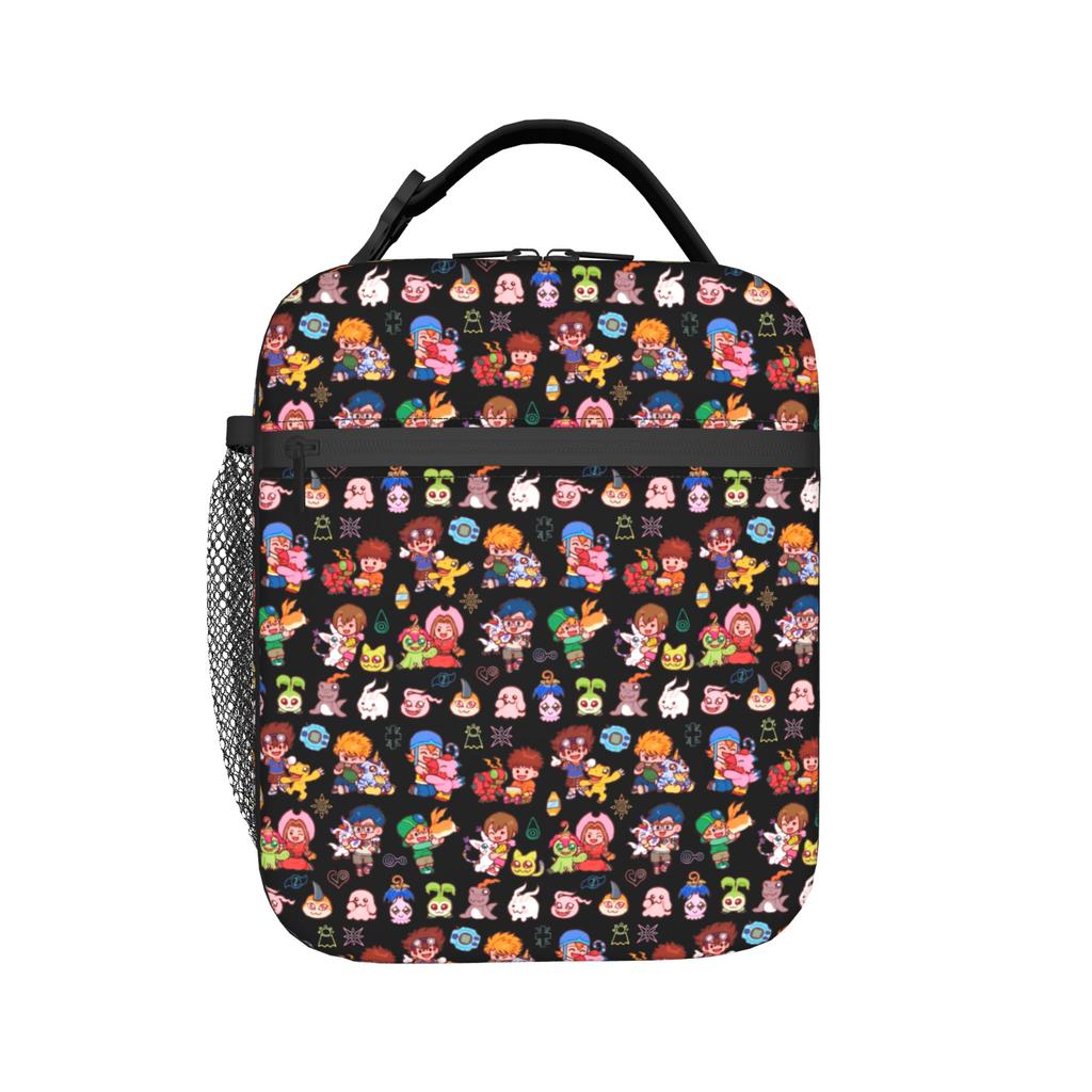 Custom D-Digimons Resuable Lunch Boxes Unisex Leakproof Cartoon Cooler Thermal Food Insulated Lunch Bag School Student