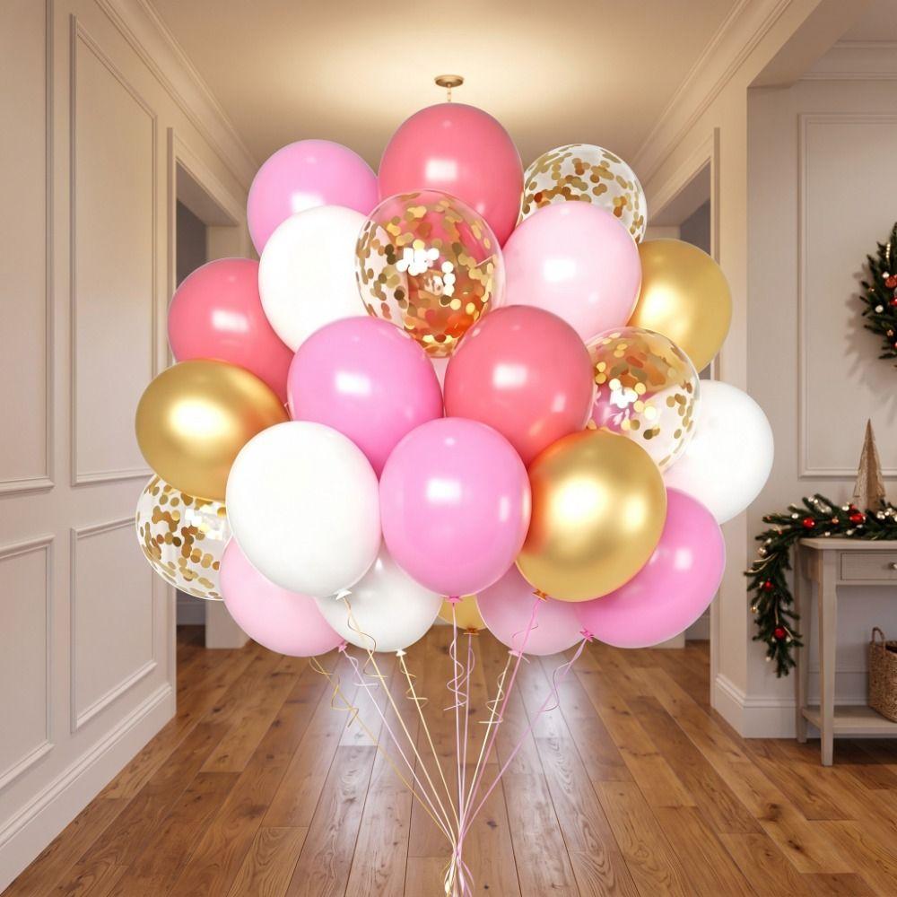 30Pcs 12 Inch Confetti Balloons Metallic Finish Balloons Set Latex Balloons Wedding Decoration