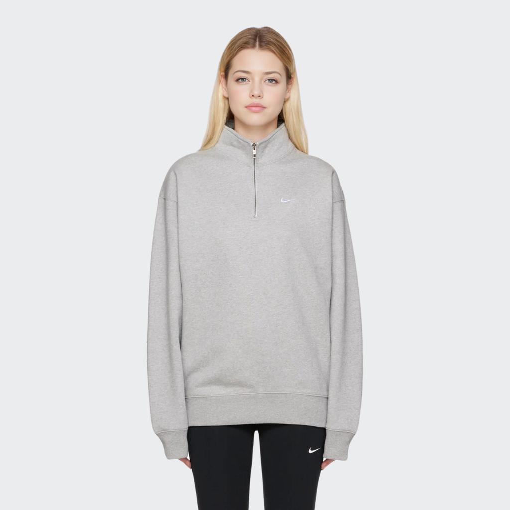 Nike Solid Color Logo Embroidered Half-Zip Long Sleeve Sweater Men Tops Grey DQ5209-063
