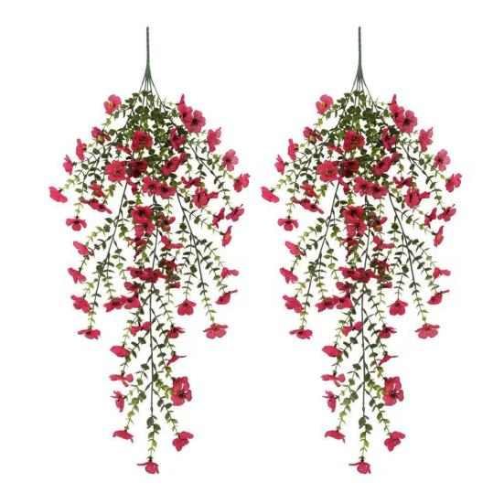 1/2/3/6Pcs Hanging Artificial Violet Flower UV Resistant Realistic Fake Flower Wedding Party Indoor Outdoor Garden Wall Hanging Faux Flower Decoration