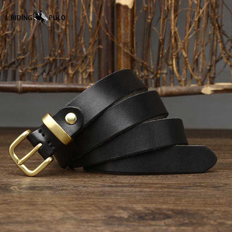 Washed Women's Thin Leather Belt Pure Cowhide Retro Fashion Versatile Casual Jeans Belt