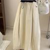 Spring Korean Style Casual High-Waist Tulip Skirt for Women - Fashion Simple Color-Block Topstitching Loose Half Skirt