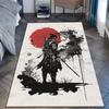 Samurai and Red Sun Ink Painting Print Carpet Rug for Living Room Bedroom Sofa Doormat Home Decor Non-slip Floor Mat
